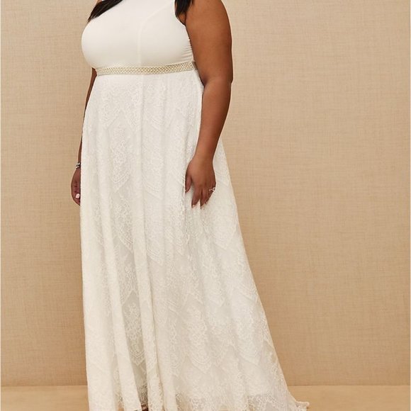 torrid Dresses & Skirts - NWT Torrid Lace Chiffon Sleeveless Wedding Gown Dress Ivory No Belt 16 H13286